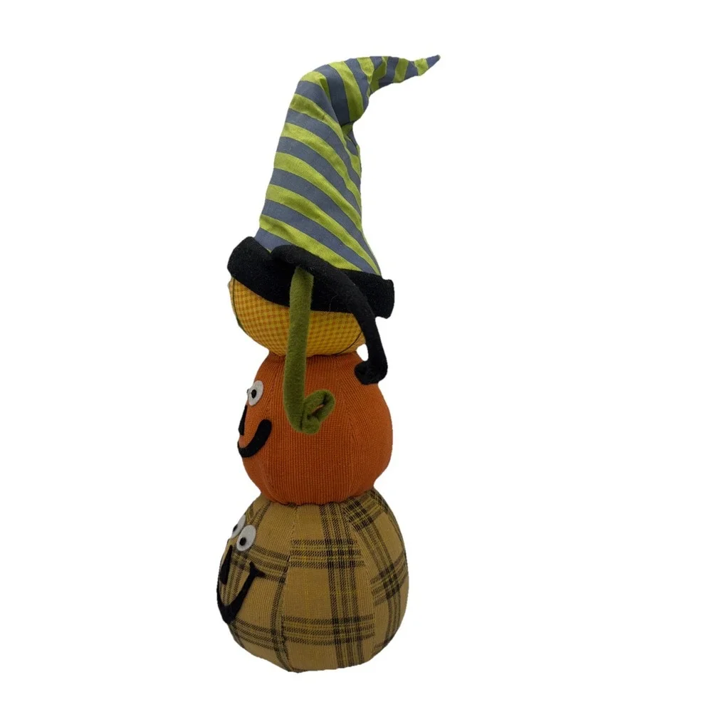 Vtg‎ 80's Pumpkin Jack O Lantern Plush Doorstop Decor Halloween Fall Harvest 19